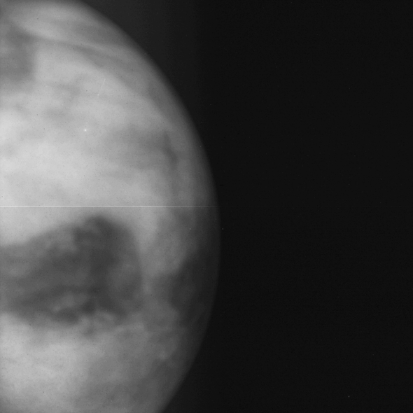 Nightside image of Venus photographed by IR1 at 1.01 µm