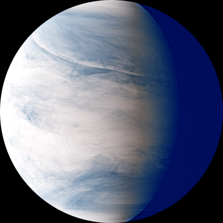 Venus nightside synthesized false color image by IR2 1.735 µm and 2.26 µm (2016 Aug 02)