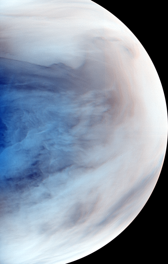 Venus nightside synthesized false color image by IR2 1.735 µm and 2.32 µm (2016 Sep 04) No.2