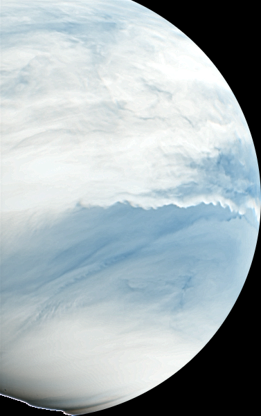 IR2（1.735 µm, 2.26 µm）で撮影した金星夜面合成擬似カラー画像（2016/10/19）の写真
