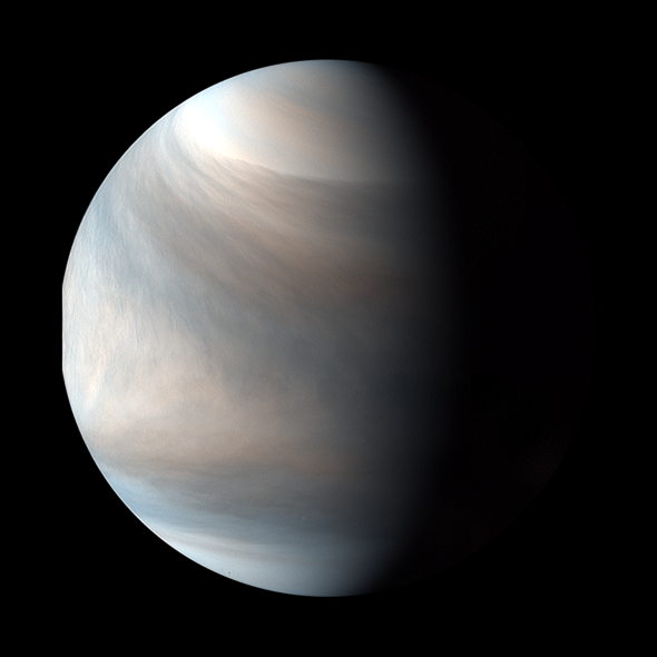 UVIで撮影した金星昼面合成擬似カラー画像（2018/01/23）の写真