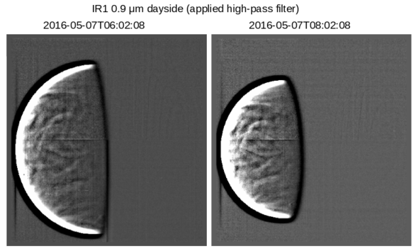 High-pass filtered IR1 dayside image at 0.90 µm of Venus