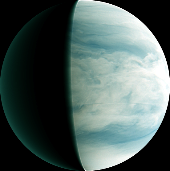 Venus nightside synthesized false color image by IR2 1.735 µm and 2.26 µm (2016 Mar 25)