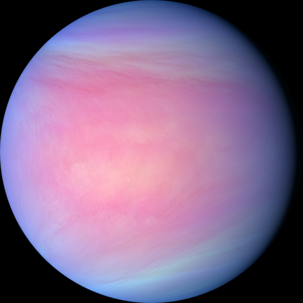 UVIとIR1で撮影した金星昼面合成擬似カラー画像（2016/04/25） その1の写真